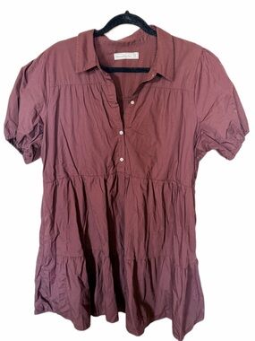 Abercrombie poplin trapeze dress terracotta brown XL